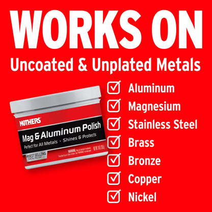 Mag & Aluminum Polish, 10 Oz. – Brilliant Shine, Easy to Use, for All Uncoated & Unplated Metals Including Aluminum Wheels, Stainless Steel Trim and Exhaust Tips, Brass & More (05101)