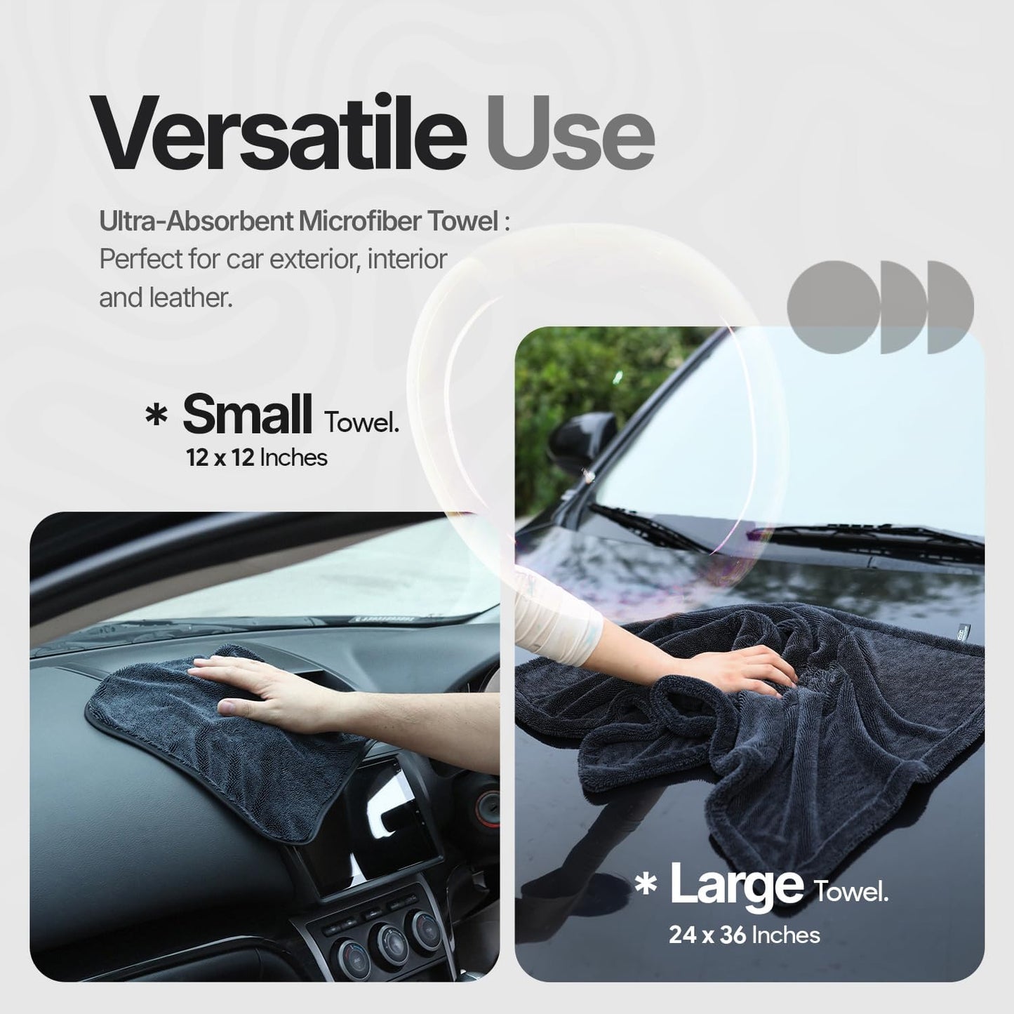 Crystal Clean 1300GSM Car Drying Towel - XL (24X36) Microfiber Towels for Cars with Double Twisted Loop, Professional Detailing Towel for Car Detailers - Quick Dry, Paint Safe & Swirl-Free