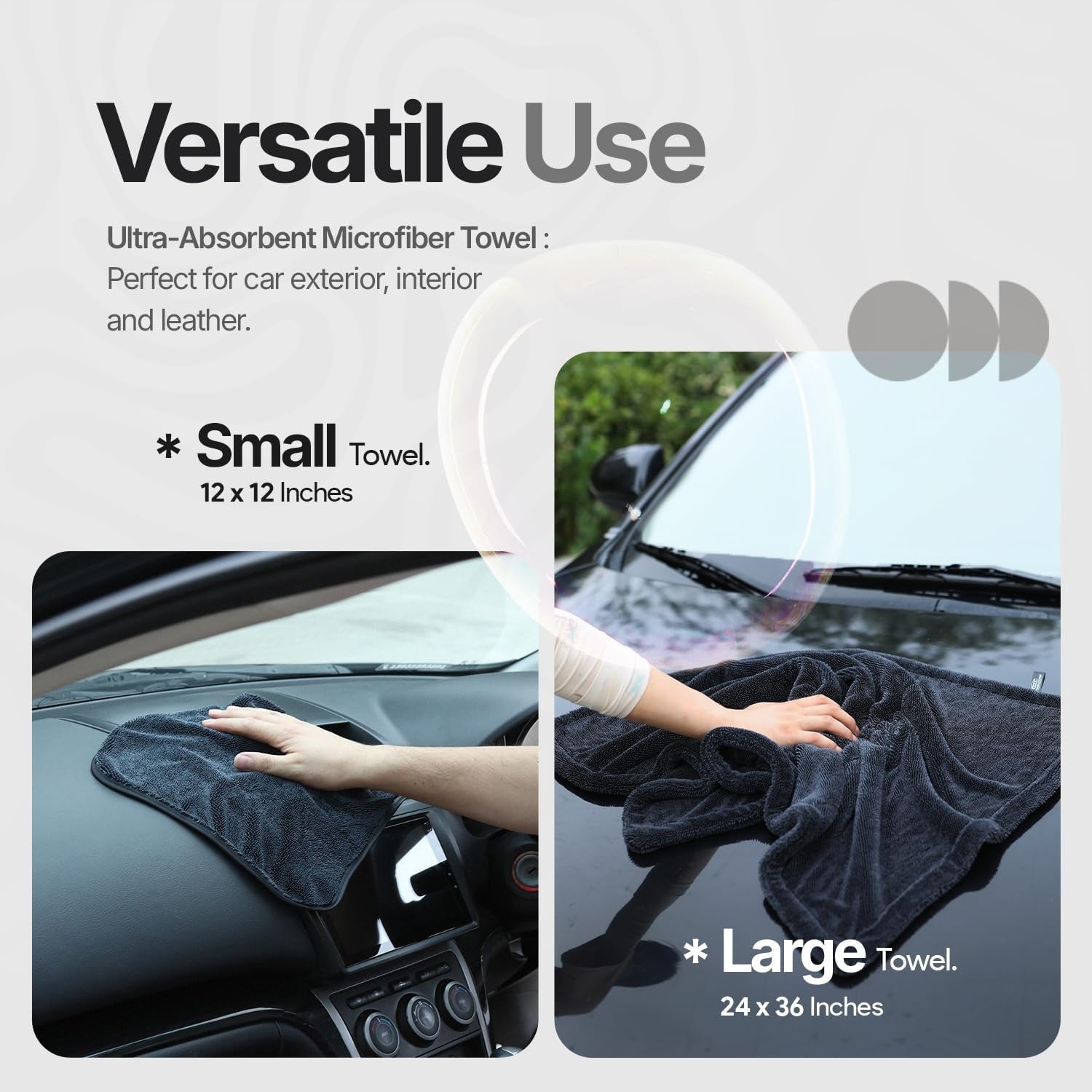 Crystal Clean 1300GSM Car Drying Towel - XL (24X36) Microfiber Towels for Cars with Double Twisted Loop, Professional Detailing Towel for Car Detailers - Quick Dry, Paint Safe & Swirl-Free