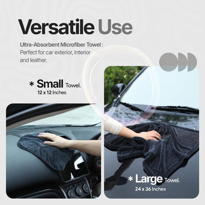 Crystal Clean 1300GSM Car Drying Towel - XL (24X36) Microfiber Towels for Cars with Double Twisted Loop, Professional Detailing Towel for Car Detailers - Quick Dry, Paint Safe & Swirl-Free