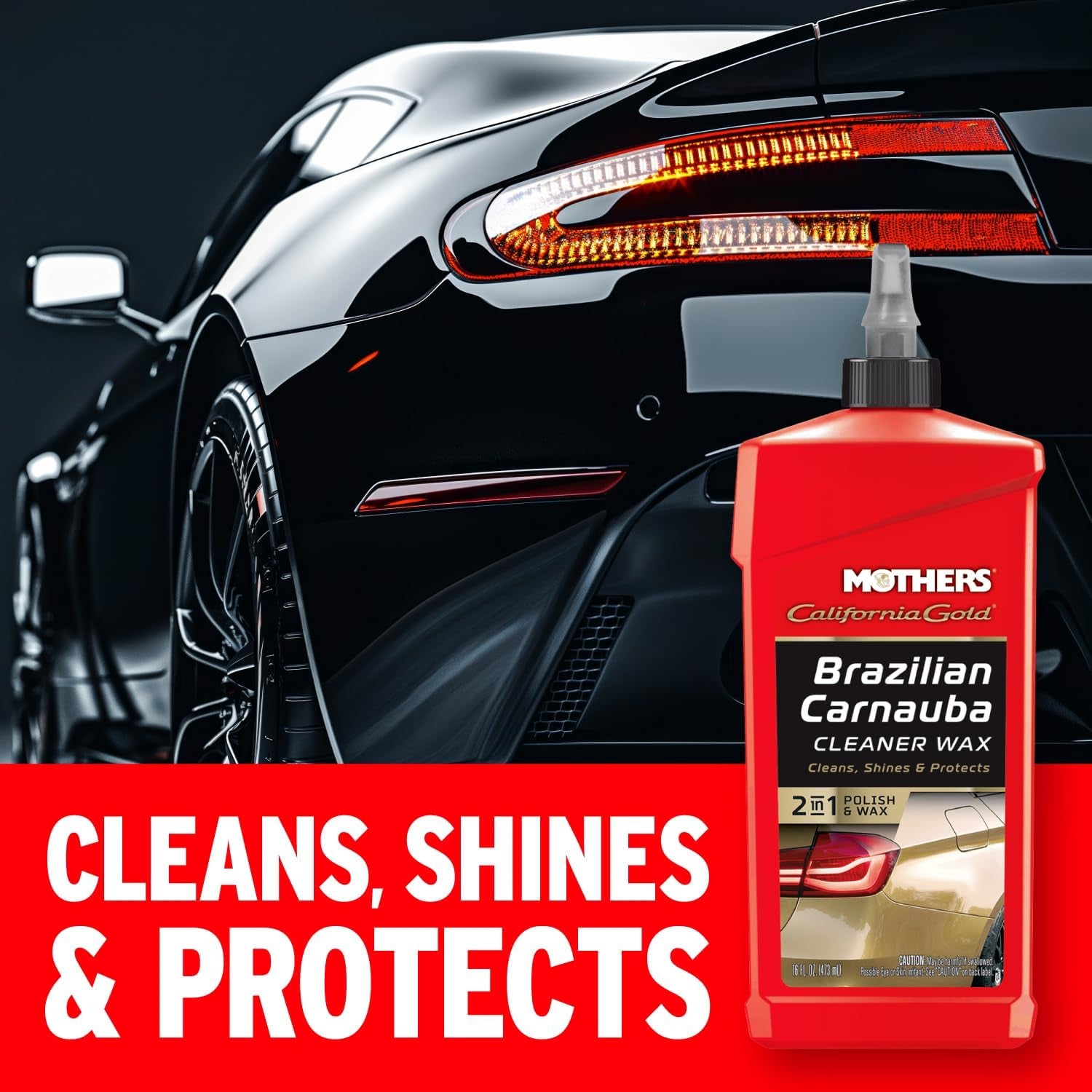 California Gold Brazilian Carnauba Cleaner Wax, 16 Oz. — Cleans & Waxes in One Step, Removes Oxidation & Swirls, Premium Carnauba Shine & Protection for All Paint Finishes (05701)