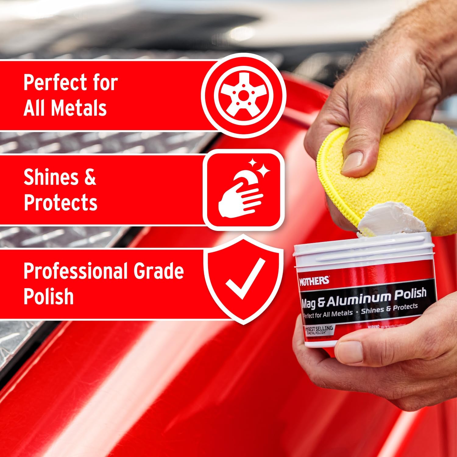 Mag & Aluminum Polish, 10 Oz. – Brilliant Shine, Easy to Use, for All Uncoated & Unplated Metals Including Aluminum Wheels, Stainless Steel Trim and Exhaust Tips, Brass & More (05101)